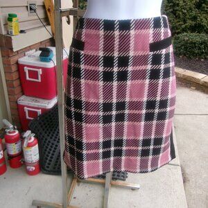 NWOT MRS COLLECTION PINK&BLACK PLAID SKIRT UK 12 US 8